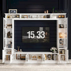 Meuble TV blanc avec plusieurs options de rangement Verre trempé - 96.9