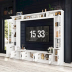 Meuble TV blanc avec plusieurs options de rangement Verre trempé - 96.9