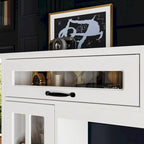 Meuble TV blanc avec plusieurs options de rangement Verre trempé - 96.9