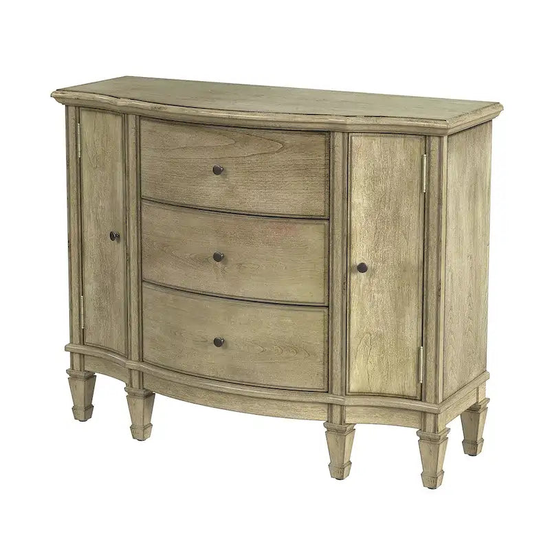 Meuble console avec 3 tiroirs doublés de feutre et 2 portes | Bois dur de peuplier | Placage de loupe de frêne | 101,6 cm L