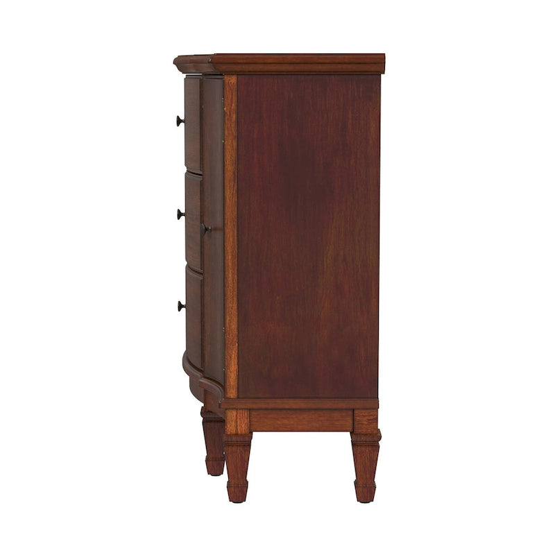 Meuble console avec 3 tiroirs doublés de feutre et 2 portes | Bois dur de peuplier | Placage de loupe de frêne | 101,6 cm L