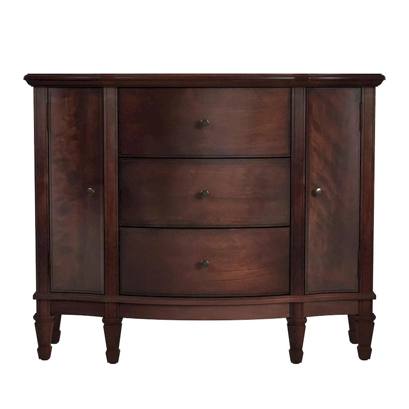 Meuble console avec 3 tiroirs doublés de feutre et 2 portes | Bois dur de peuplier | Placage de loupe de frêne | 101,6 cm L