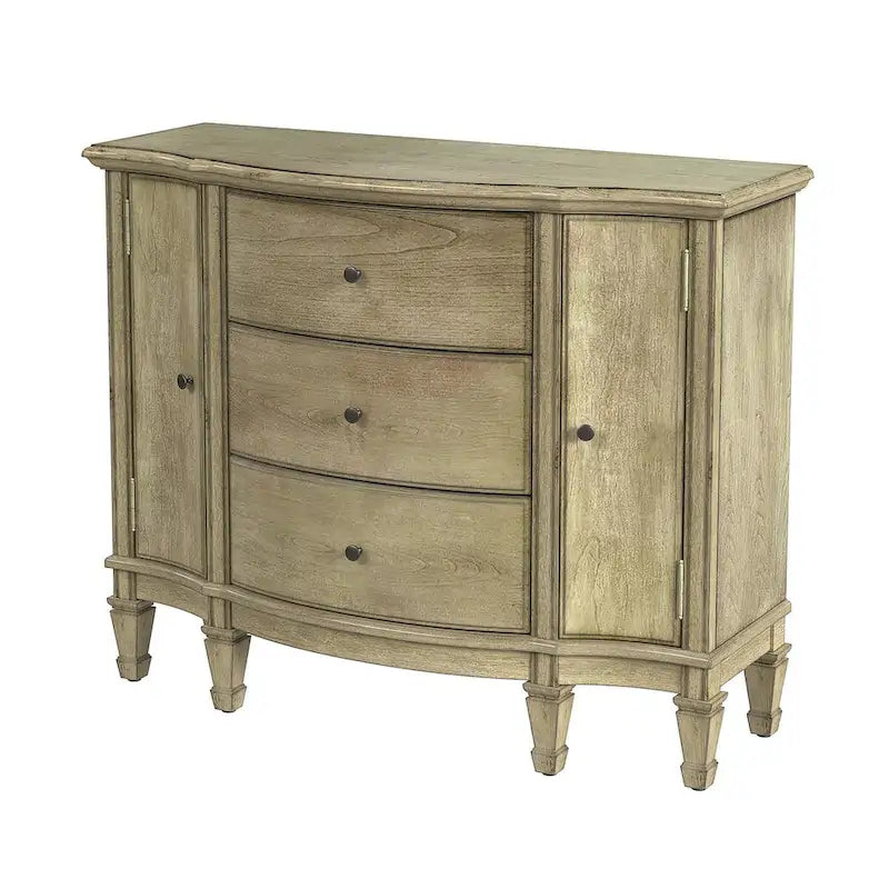 Meuble console avec 3 tiroirs doublés de feutre et 2 portes | Bois dur de peuplier | Placage de loupe de frêne | 101,6 cm L