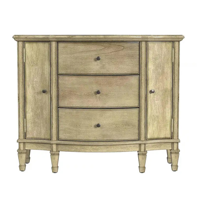 Meuble console avec 3 tiroirs doublés de feutre et 2 portes | Bois dur de peuplier | Placage de loupe de frêne | 101,6 cm L