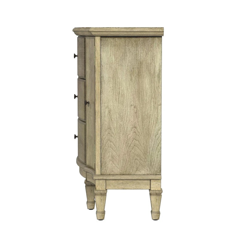 Meuble console avec 3 tiroirs doublés de feutre et 2 portes | Bois dur de peuplier | Placage de loupe de frêne | 101,6 cm L