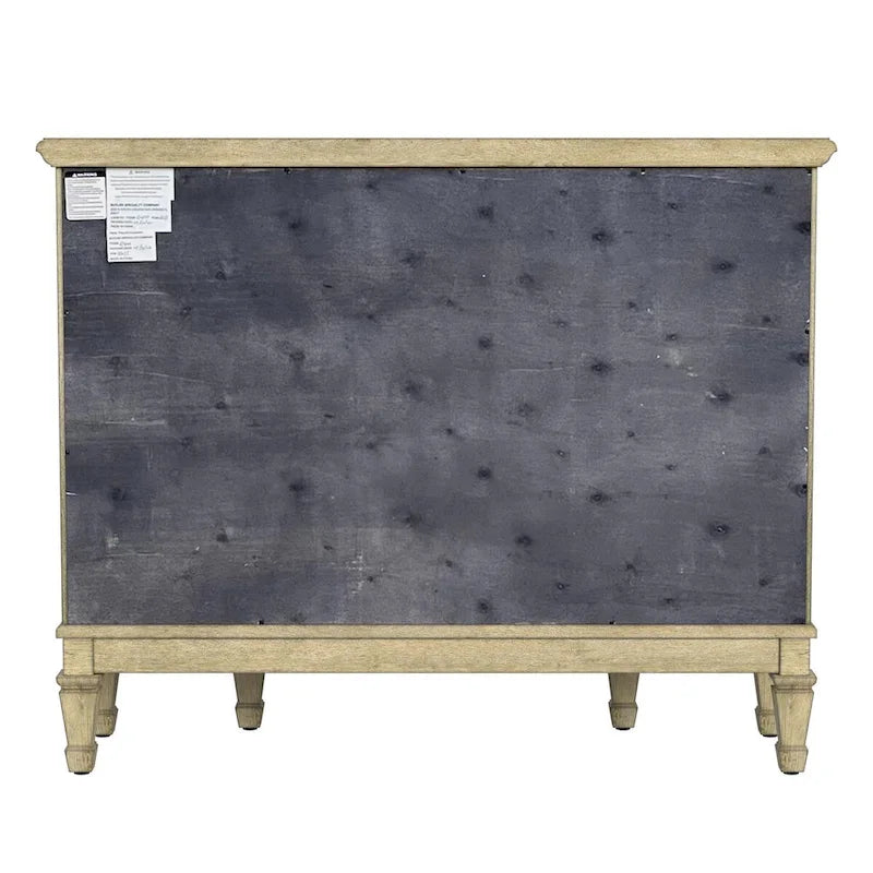 Meuble console avec 3 tiroirs doublés de feutre et 2 portes | Bois dur de peuplier | Placage de loupe de frêne | 101,6 cm L