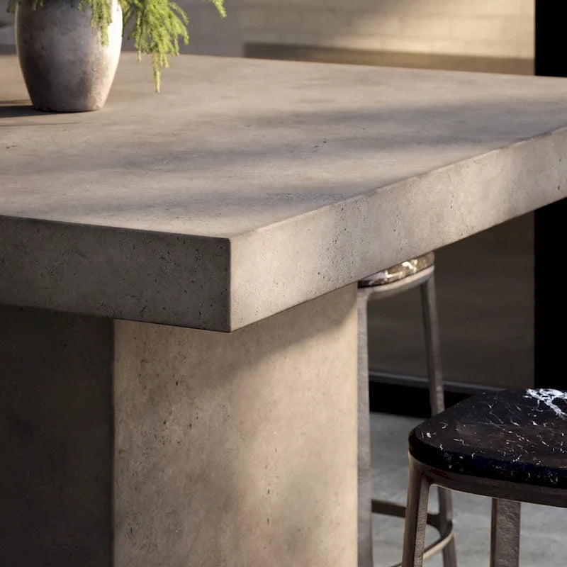 Table à manger carrée hauteur comptoir 59" | Béton fibré | Adaptée à l'extérieur | Gris foncé