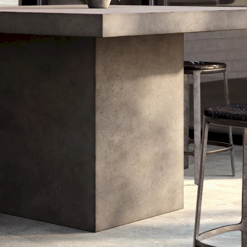 Table à manger carrée hauteur comptoir 59" | Béton fibré | Adaptée à l'extérieur | Gris foncé