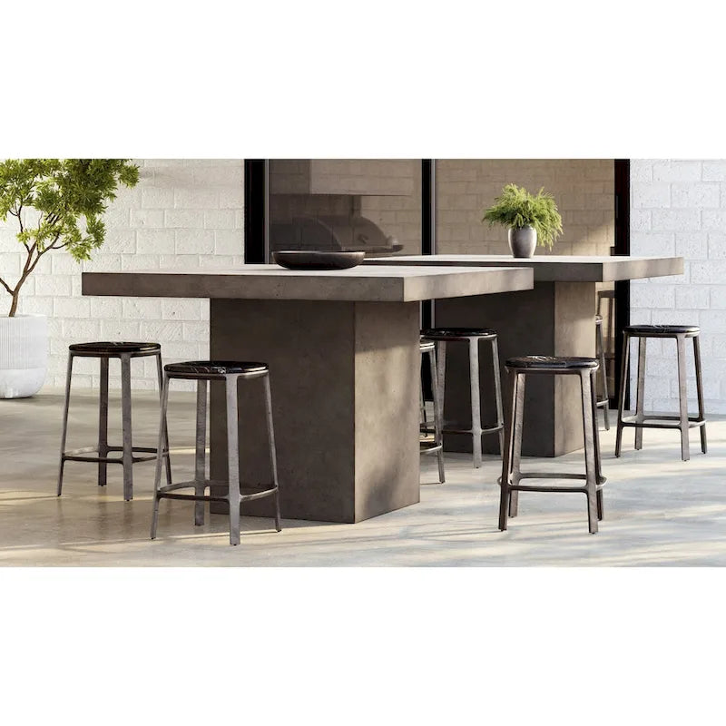 Table à manger carrée hauteur comptoir 59" | Béton fibré | Adaptée à l'extérieur | Gris foncé