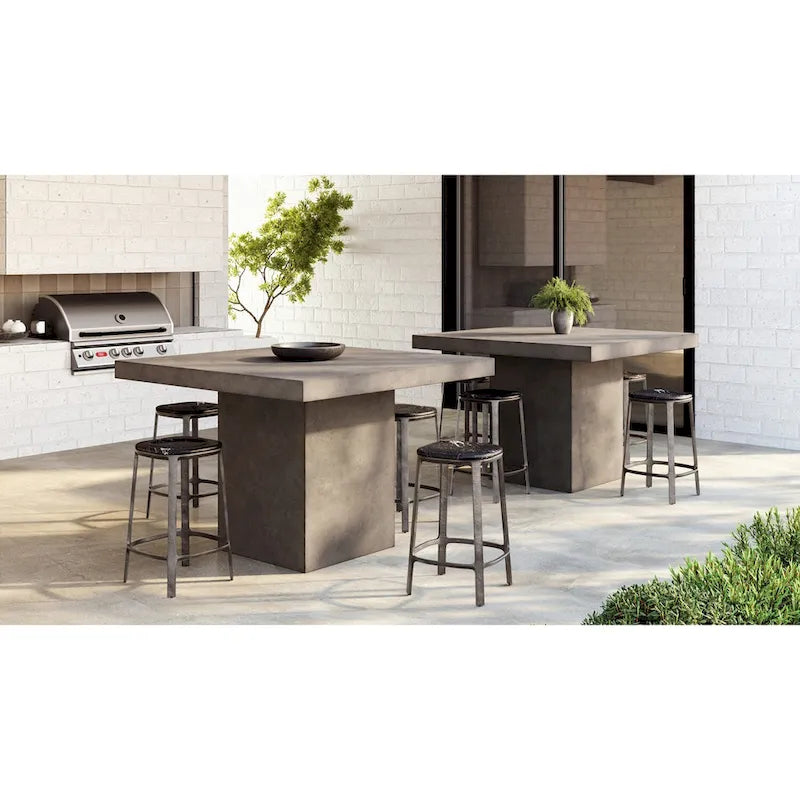Table à manger carrée hauteur comptoir 59" | Béton fibré | Adaptée à l'extérieur | Gris foncé