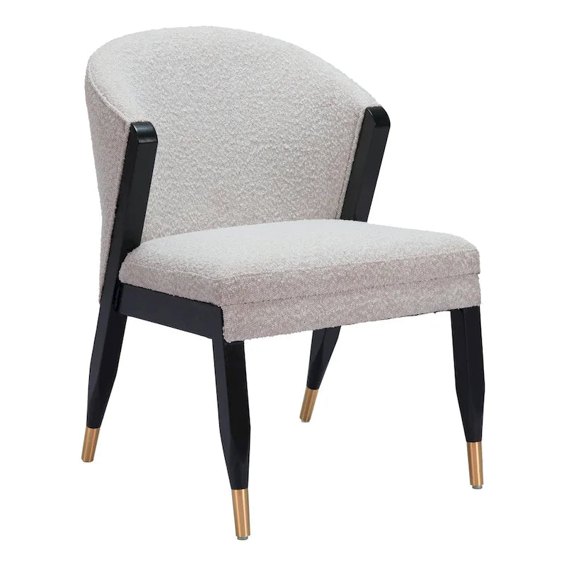 Chaise de salle à manger moderne | Tissu haute performance gris brumeux | Cadre en bois massif | Style glamour contemporain