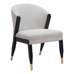 Chaise de salle à manger moderne | Tissu haute performance gris brumeux | Cadre en bois massif | Style glamour contemporain