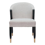 Chaise de salle à manger moderne | Tissu haute performance gris brumeux | Cadre en bois massif | Style glamour contemporain