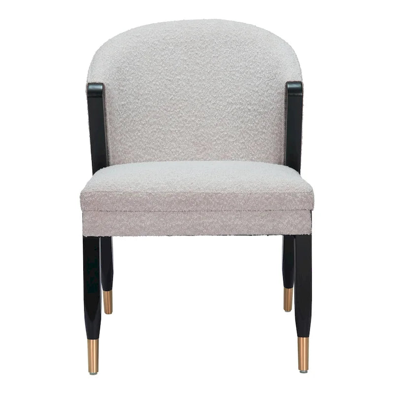 Chaise de salle à manger moderne | Tissu haute performance gris brumeux | Cadre en bois massif | Style glamour contemporain