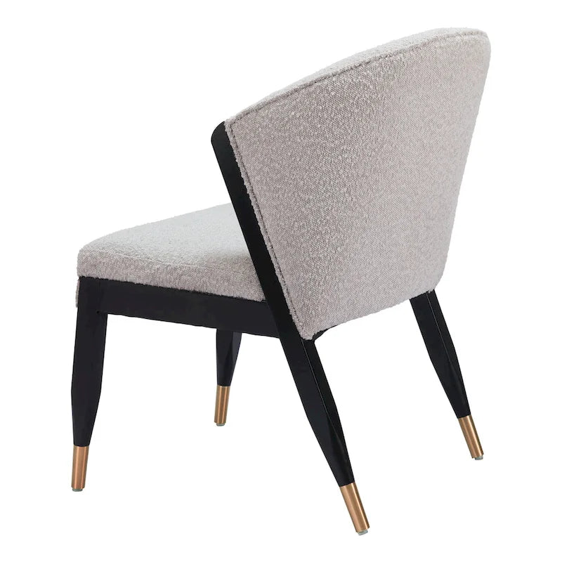 Chaise de salle à manger moderne | Tissu haute performance gris brumeux | Cadre en bois massif | Style glamour contemporain
