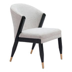 Chaise de salle à manger moderne | Tissu haute performance gris brumeux | Cadre en bois massif | Style glamour contemporain
