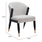 Chaise de salle à manger moderne | Tissu haute performance gris brumeux | Cadre en bois massif | Style glamour contemporain