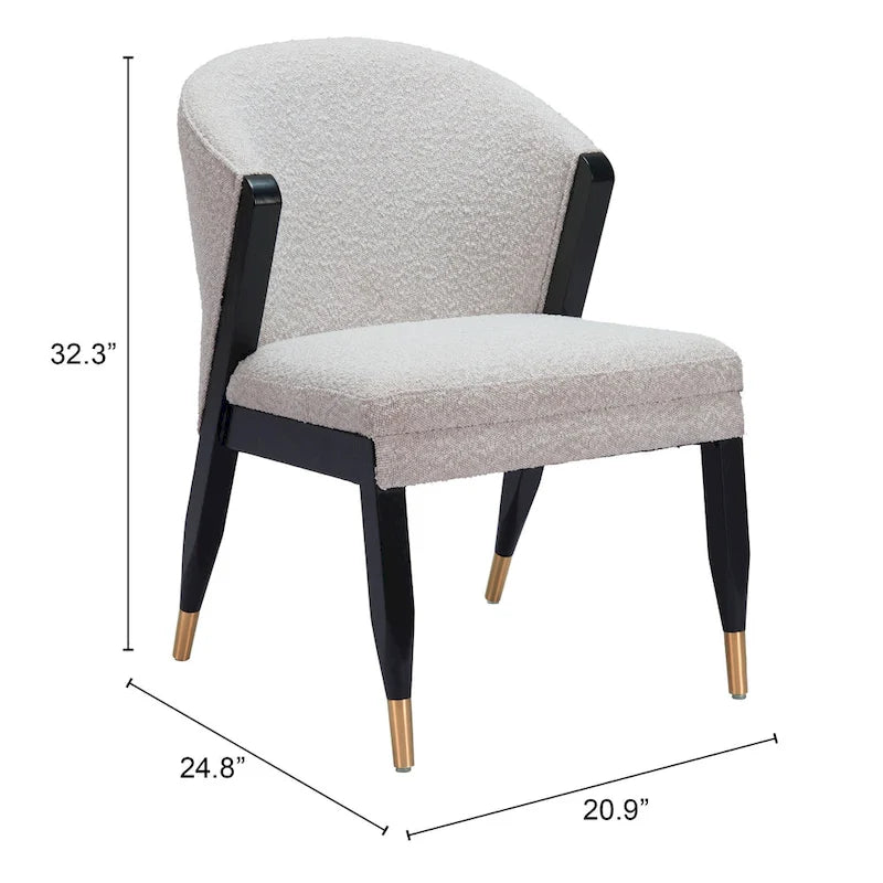 Chaise de salle à manger moderne | Tissu haute performance gris brumeux | Cadre en bois massif | Style glamour contemporain