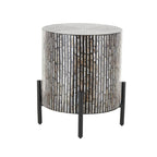 Table d'appoint d'appoint avec incrustation géométrique en nacre coquillage fait main | Pieds noirs | Multicolore | Intérieur