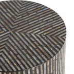 Table d'appoint d'appoint avec incrustation géométrique en nacre coquillage fait main | Pieds noirs | Multicolore | Intérieur