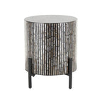 Table d'appoint d'appoint avec incrustation géométrique en nacre coquillage fait main | Pieds noirs | Multicolore | Intérieur