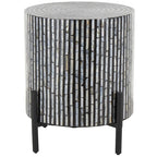 Table d'appoint d'appoint avec incrustation géométrique en nacre coquillage fait main | Pieds noirs | Multicolore | Intérieur