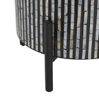Table d'appoint d'appoint avec incrustation géométrique en nacre coquillage fait main | Pieds noirs | Multicolore | Intérieur