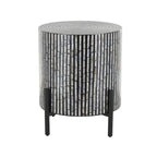 Table d'appoint d'appoint avec incrustation géométrique en nacre coquillage fait main | Pieds noirs | Multicolore | Intérieur