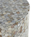 Table d'appoint d'appoint avec incrustation géométrique en nacre coquillage fait main | Pieds noirs | Multicolore | Intérieur