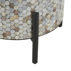 Table d'appoint d'appoint avec incrustation géométrique en nacre coquillage fait main | Pieds noirs | Multicolore | Intérieur