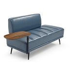 Banc de bout de lit de 56,3 po de large, rembourré en similicuir avec table d'appoint, plateau pivotant à 360 degrés, pouf d'entrée, pieds en métal