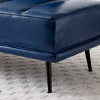 Banc de bout de lit de 56,3 po de large, rembourré en similicuir avec table d'appoint, plateau pivotant à 360 degrés, pouf d'entrée, pieds en métal