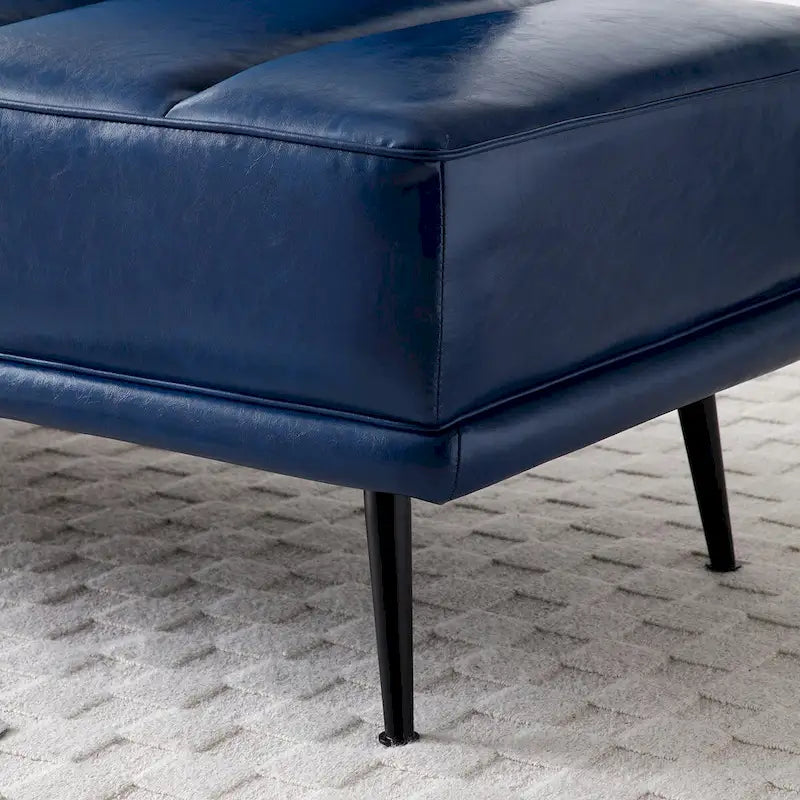 Banc de bout de lit de 56,3 po de large, rembourré en similicuir avec table d'appoint, plateau pivotant à 360 degrés, pouf d'entrée, pieds en métal