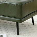 Banc de bout de lit de 56,3 po de large, rembourré en similicuir avec table d'appoint, plateau pivotant à 360 degrés, pouf d'entrée, pieds en métal