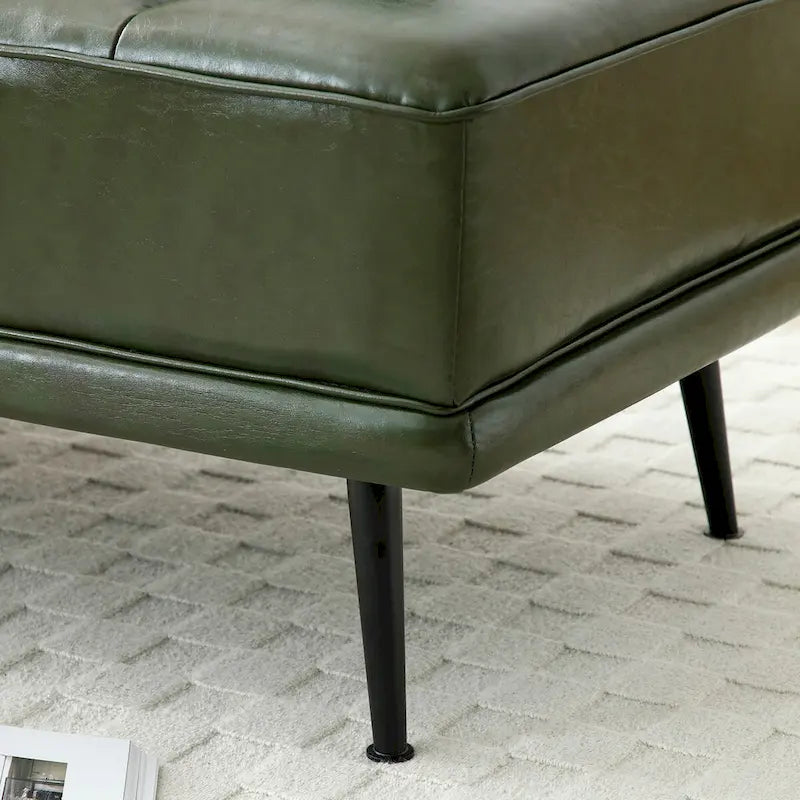 Banc de bout de lit de 56,3 po de large, rembourré en similicuir avec table d'appoint, plateau pivotant à 360 degrés, pouf d'entrée, pieds en métal