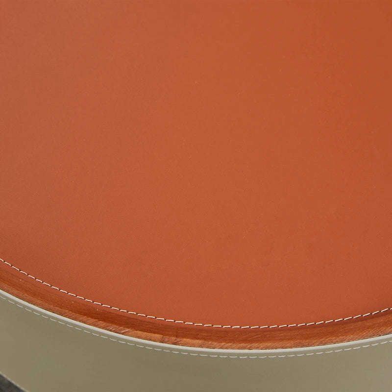 Meuble TV industriel moderne avec 3 tiroirs | Placage cuir sellier | MDF | Pieds en acier inoxydable