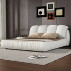 Lit Queen Size de Luxe Rembourré avec Tête de Lit Épaisse, Lit Queen Size en Velours avec Dossier Rembourré Surdimensionné